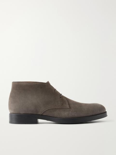 Tod's Logo Debossed Suede Lace-Up Boots