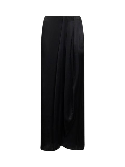 Maison Margiela Black satin draped maxi skirt