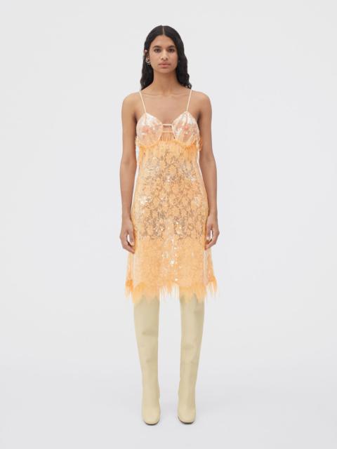 Bottega Veneta linen floral lace dress with all-over sequins