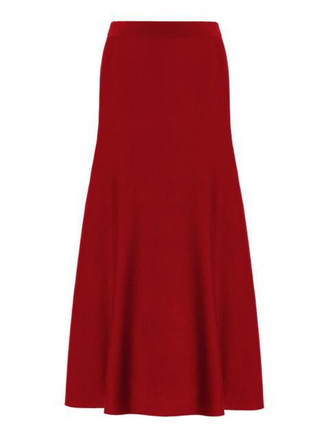 Freddie Knit Skirt in Scarlet Red Merino Wool Cashmere