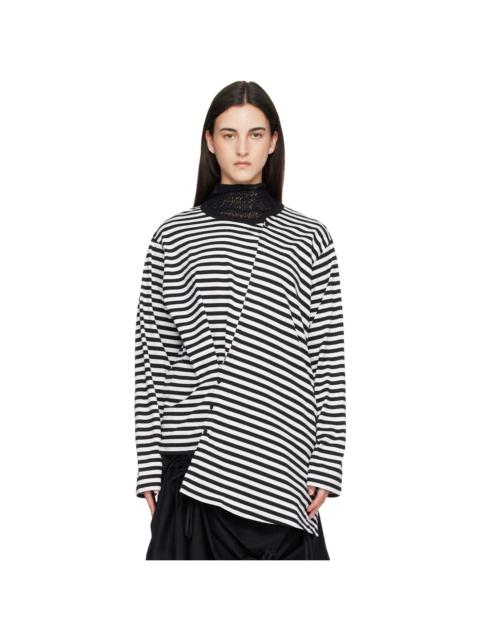 Yohji Yamamoto Black & White Paneled Long Sleeve T-shirt