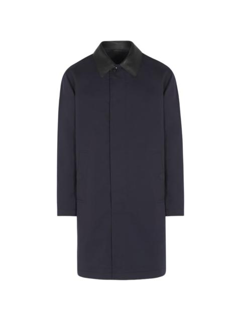 Brioni leather-collar coat