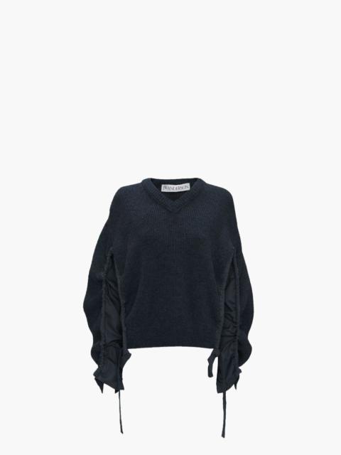 V-NECK JUMPER WITH CURVED SLEEVES