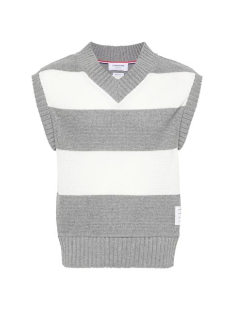 striped open-knit vest