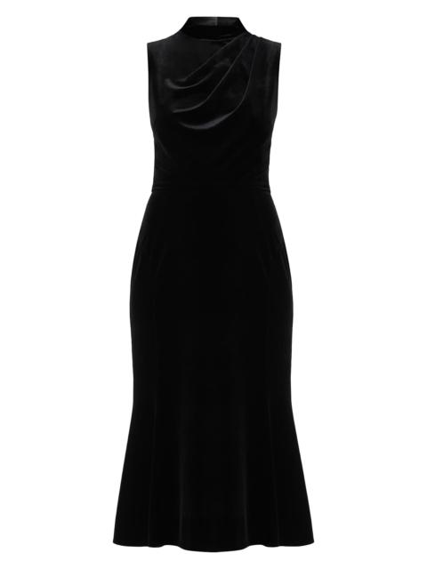 Shoshanna Women's Audrey Velvet Draped Midi-Dress - Jet