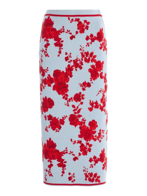CAROLINA HERRERA Knit Silk Jacquard Midi Skirt multi