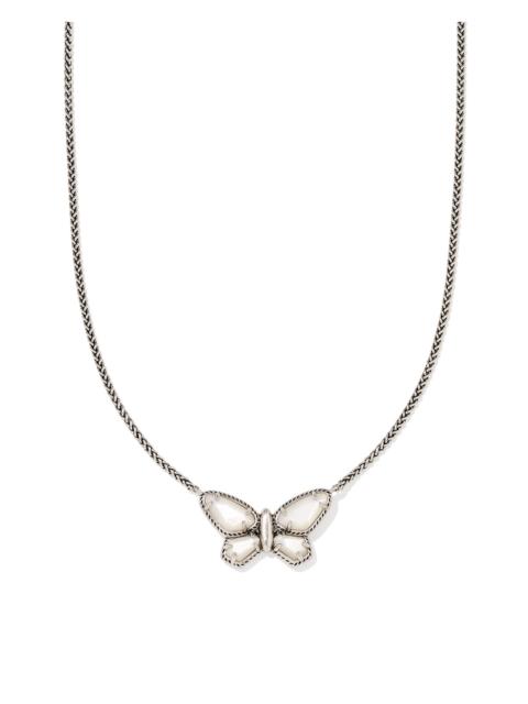 KENDRA SCOTT Dolly Parton x Kendra Scott Vintage Silver Butterfly Short Pendant Necklace in Ivory Mother-of-Pearl