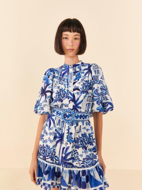 FARM RIO Sweet Rio Puff Sleeve Mini Dress