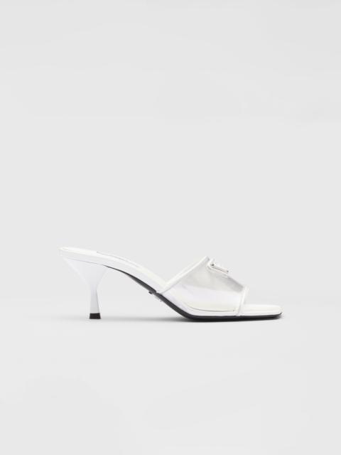 Prada Plexiglas and patent leather sandals