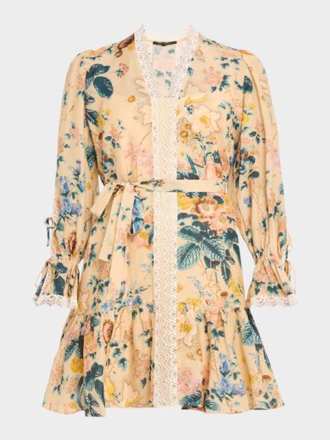 KOBI HALPERIN Beli Lace Trim Long-Sleeve Dress