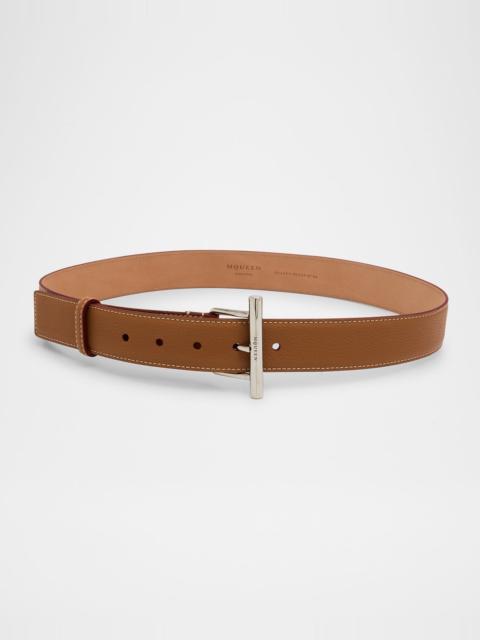 Alexander McQueen Sling Cross-Bar Buckle Leather Belt