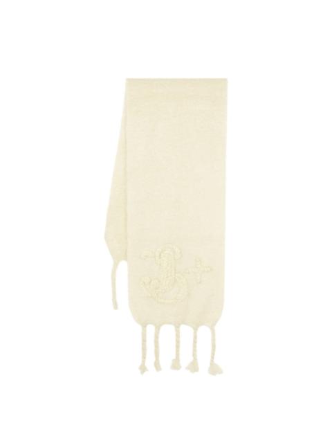 logo-embroidered chunky-knit scarf