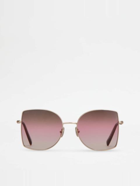 Tod's SUNGLASSES WITH TEMPLES IN LEATHER - GOLD