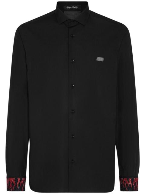 PHILIPP PLEIN Sugar Daddy flame-trim shirt