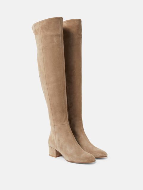 Rolling suede over-the-knee boots