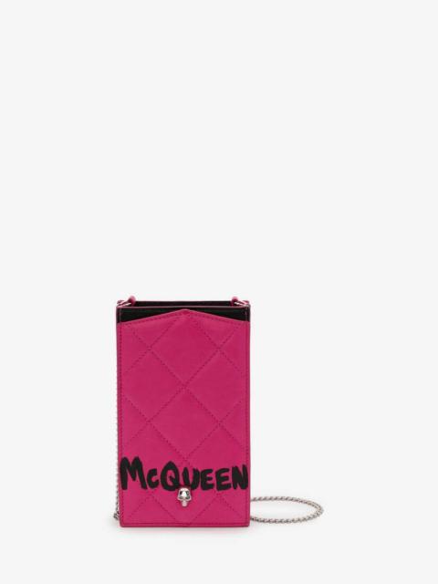 Alexander McQueen Mcqueen Graffiti Phone Case With Chain in Bobby Pink
