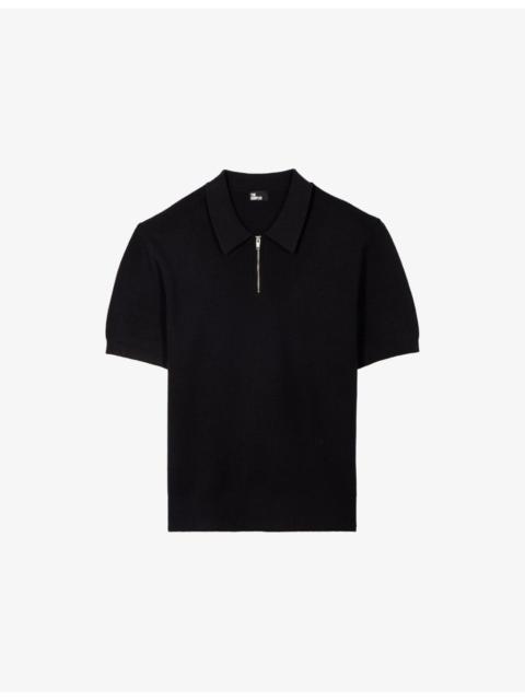 The Kooples Waffle-Textured Zipped Knitted Polo Shirt