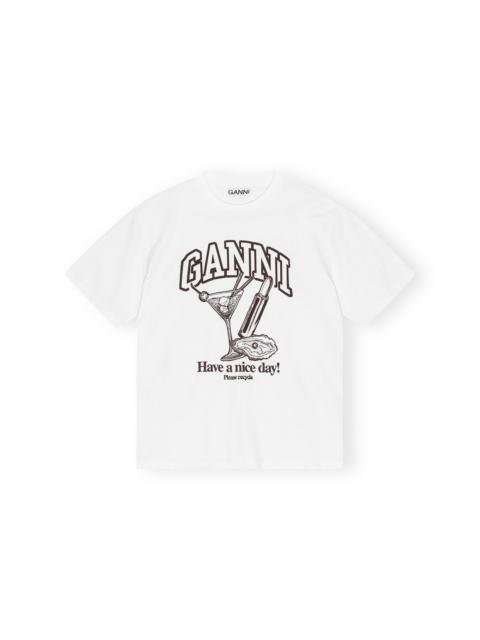 GANNI WHITE FUTURE RELAXED COCKTAIL T-SHIRT