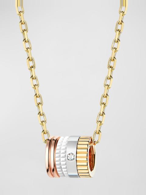 Boucheron Quatre 18K Yellow Gold Ceramic and Diamond Mini Pendant Necklace