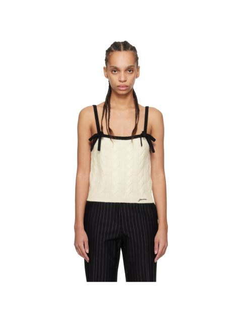 GANNI Off-White & Black Cashmere Mix Strap Tank Top