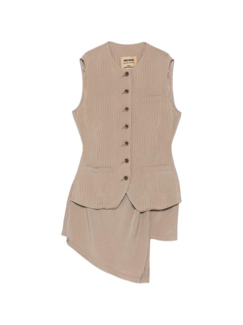UMA WANG stripe-pattern asymmetric waistcoat