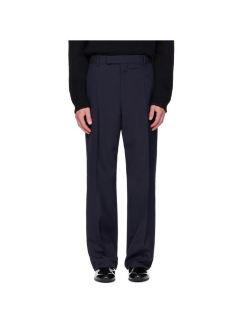 Jil Sander Navy Wool Poplin Trousers