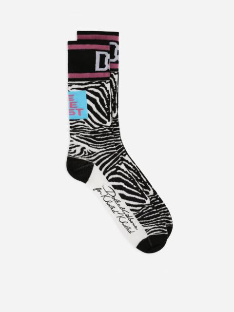 Dolce & Gabbana Flamingo-print cotton socks
