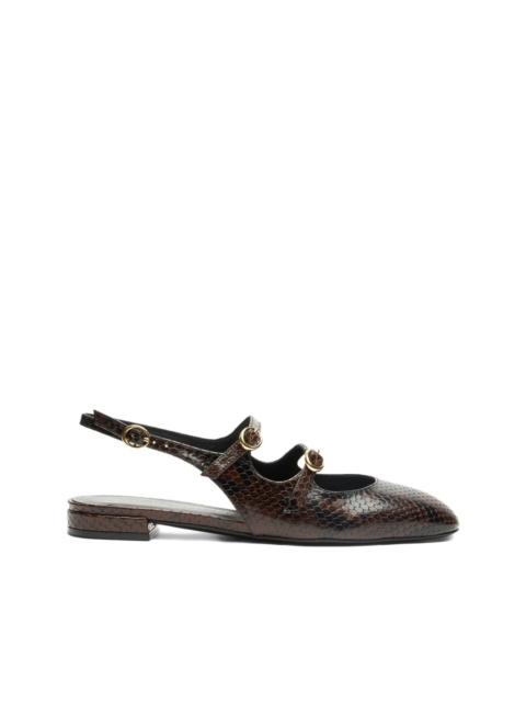 Stuart Weitzman snakeskin slingback flat pumps