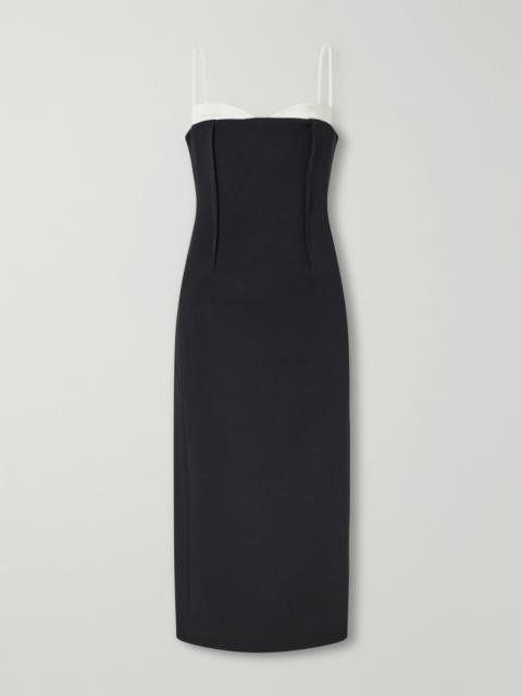 SIMKHAI Kristen pleated crepe midi dress Black