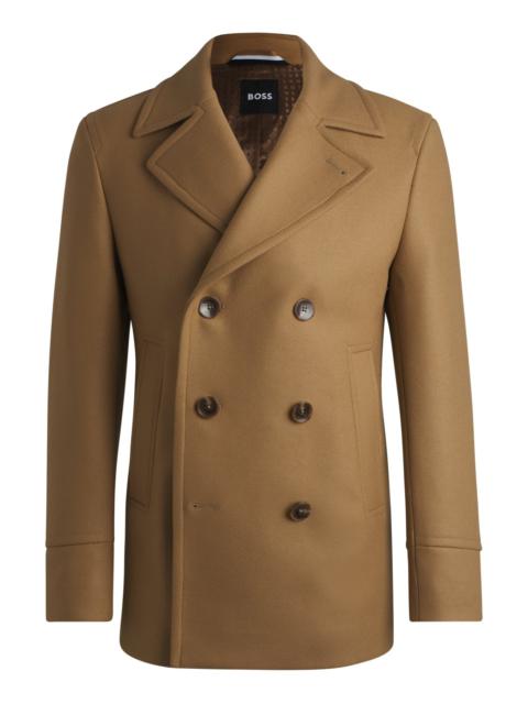 BOSS SLIM-FIT DOUBLE-BREASTED SHORT COAT IN WOOL
