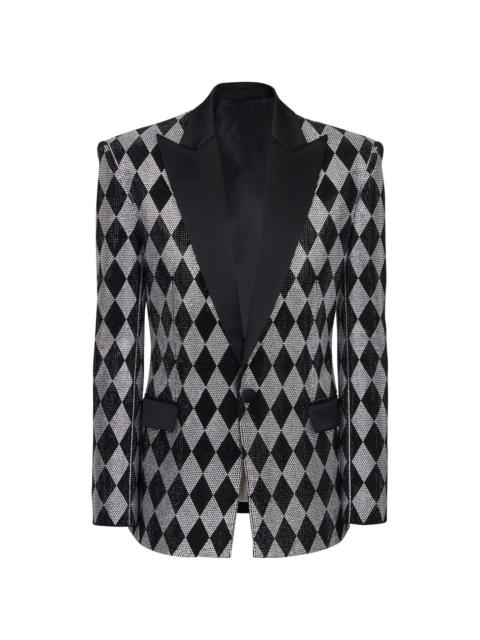 rhinestone-embellished diamond-pattern blazer