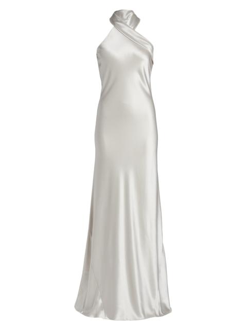 GALVAN Women's Pandora Asymmetrical Bias Cut Dress - Platinum