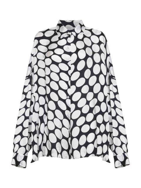 Dries Van Noten Black viscose Soft Ellipses-printed cocoon shirt