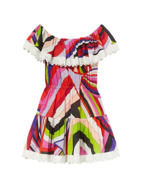 PUCCI Iride-print off-shoulder cotton dress