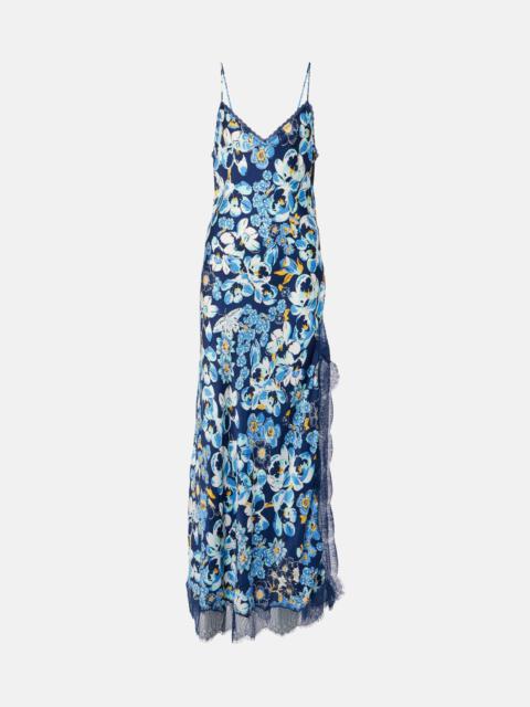 Poupette St Barth Floral lace-trimmed slip dress