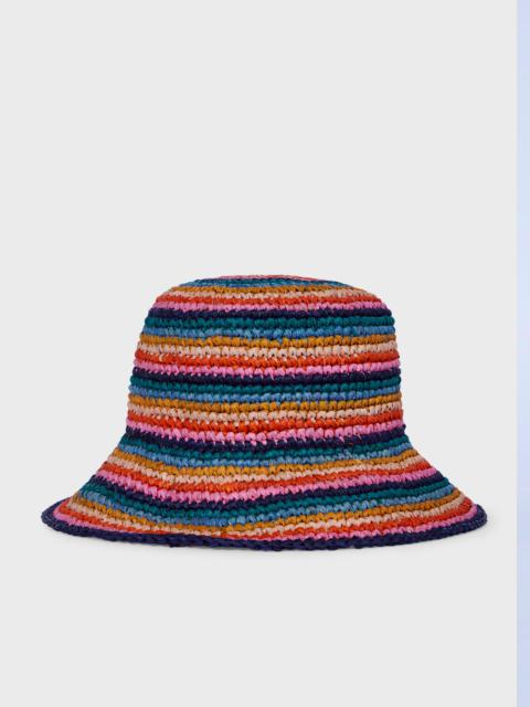 Women's Multicolour Stripe Crochet Bucket Hat