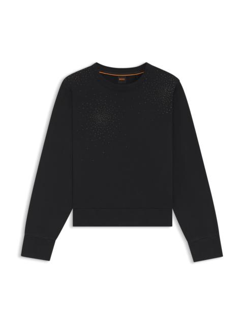 BOSS COTTON-TERRY SWEATSHIRT WITH CRYSTAL ARTWORK