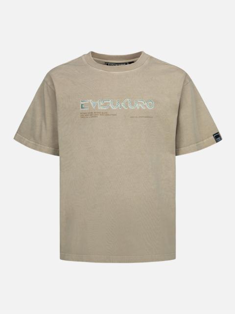 EVISU Metallic Stud Textured Logo Print T-shirt