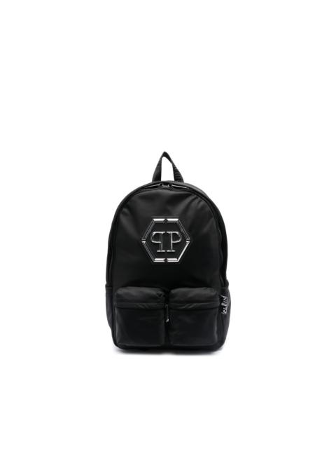 PHILIPP PLEIN logo-patch zip-up backpack