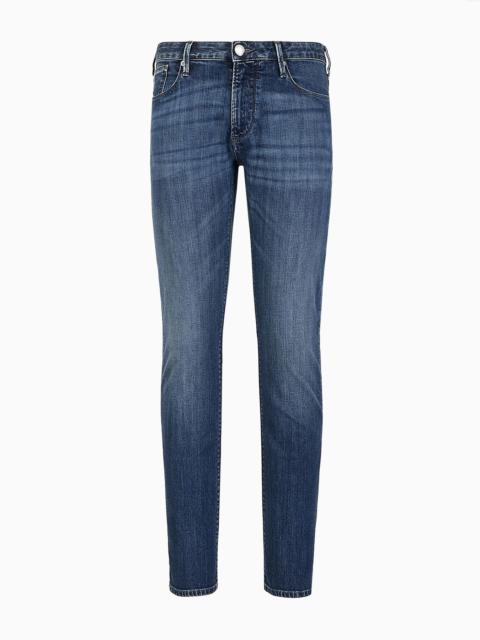 EMPORIO ARMANI J06 Slim-fit, twill-melange jeans in 10 oz comfort denim