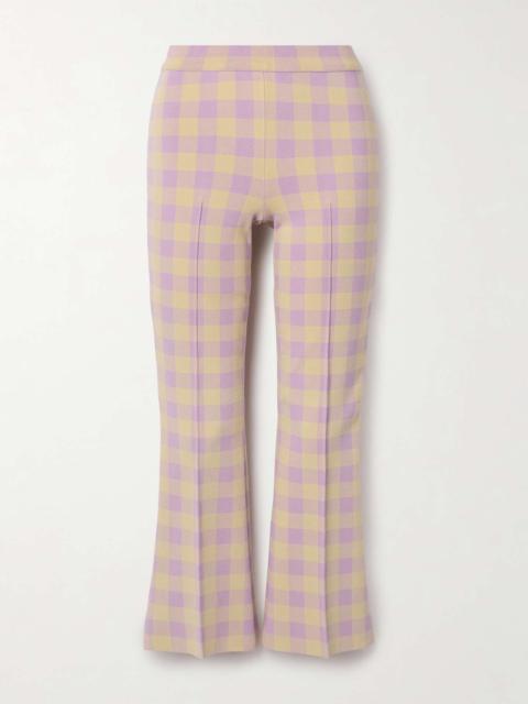 HIGH SPORT Kick cropped checked stretch-cotton flared pants