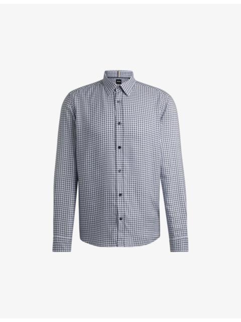 BOSS Regular-fit geometric-print chambray shirt