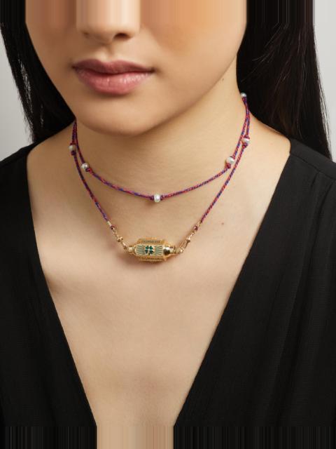 MARIE LICHTENBERG 14ct Gold Bonheur Clover Locket Necklace