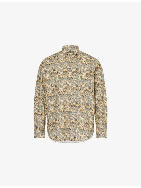 Paul Smith Ditsy Floral Curved-Hem Regular-Fit Cotton-Poplin Shirt