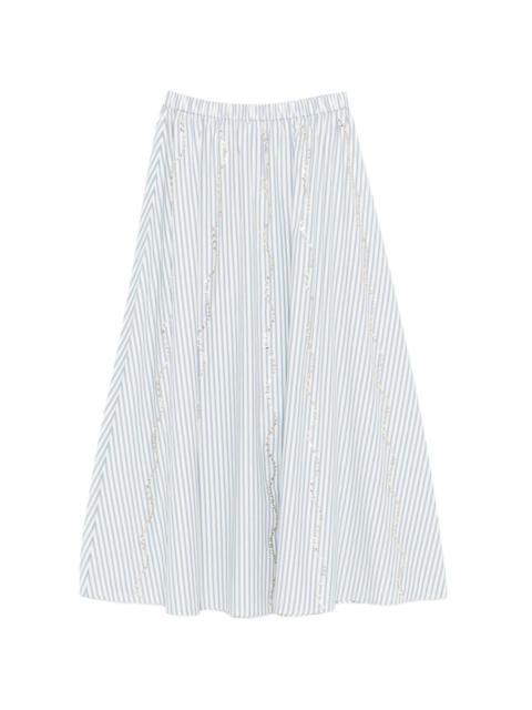 Sandro striped-pattern embellished skirt