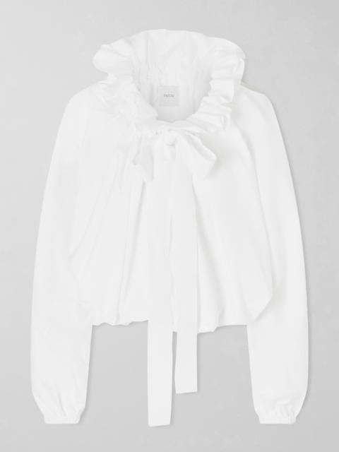 PATOU Tie-detailed Ruffled Cotton-poplin Blouse