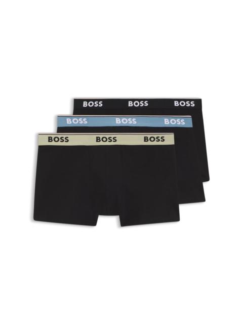 BOSS THREE-PACK OF STRETCH-COTTON TRUNKS WITH LOGO WAISTBANDS