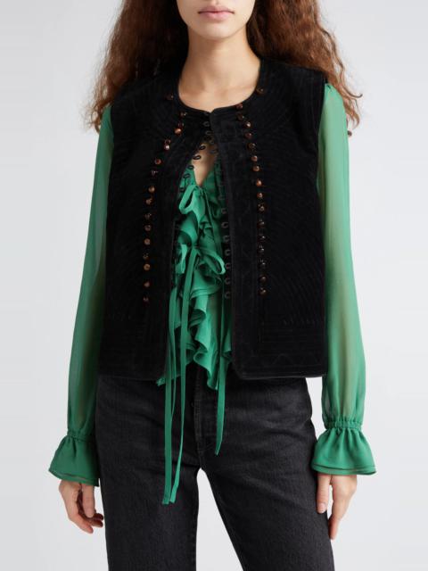 BODE Embroidered Cotton Velveteen Vest