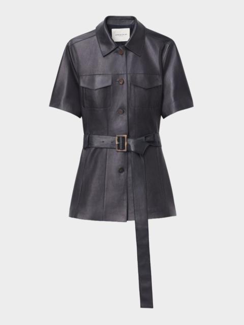 Lafayette 148 New York Belted Leather Jacket