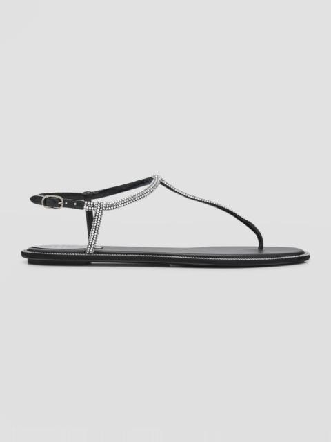 RENE CAOVILLA Diana Crystal T-Strap Flat Sandals